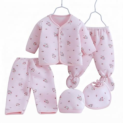 Image of Presents New Born Baby Winter Wear Printed Baby Clothes 5Pcs Sets 100% Cotton Boys Girls Unisex Baby Cotton /Winter or Flannel Suit Infant Clothes