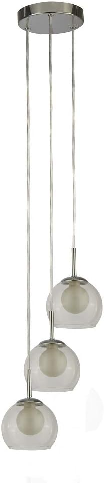 Britalia SIR1001 Sironi Polished Chrome Modern Cluster Pendant Ceiling Light with Clear & Frosted Glass | 3 x G9 Lamps Required (Not Included)