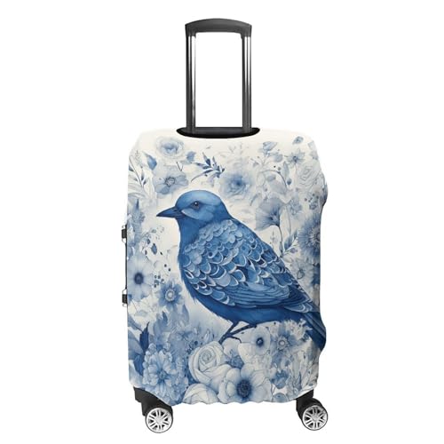 Bluebird And Flowers Luggage Cover, Washable Elastic Suitcase Cover Protector Fit 18-32 Inch Luggage4