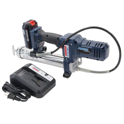Image of Lincoln 1262 PowerLuber 12 Volt Battery Powered Grease Gun with 30 inch Hose for Automotive, Agricultural, and Industrial Equipment, 8,000 PSI, Trigger-operated, Single Speed, (1) Lithium-Ion Battery Pack