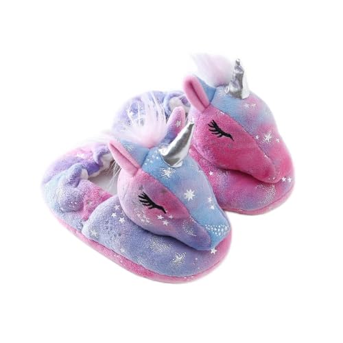 Csfry Toddler Boys' Unicorn Slippers House Shoes US9-10Toddler Purple