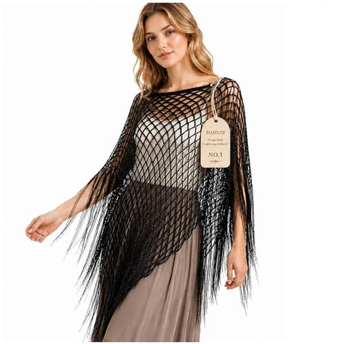 Générique Pull à Franges en Maille ajourée, Cache-Maillot d'été bohème Ample et sans Couture...