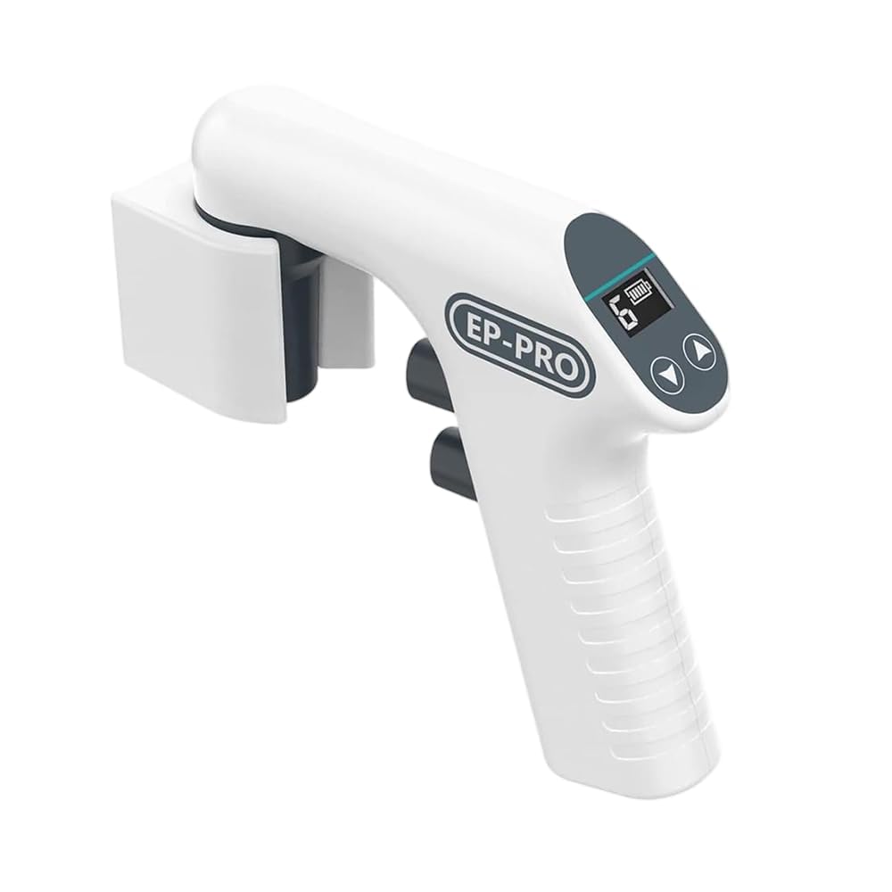Electronic Pipette Controller, 0.1–100 mL Pipettor Aid with 6 Adjustable Aspiration & Dispense Speeds, Dual Drainage Mode, LCD Display, Rechargeable Battery, Compatible with Plastic & Pasteur Pipette