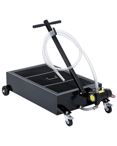ExploreHorizon 20GAL Heavy-Duty Oil Drain Pan with 12V Electric Pump, 8.2FT Hose & Folding Handle for Cars, Trucks, RVs, Black