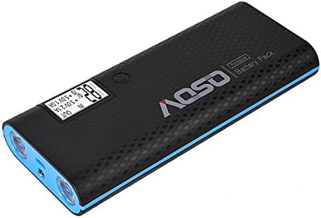 Aosibo(AOSO) Multifunction Power Bank 6000mAH 3 USB Output,LCD Display,2 Flashlight,Checking lamp,Portable Battery Pack (Black)