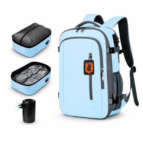 Image of KARRIER Vacuum Compression Backpack with Built-in System for Clothes & Gear Laptop Bags Backpacks for Men and Women 3-in-1 Space-Maximizing Organizer