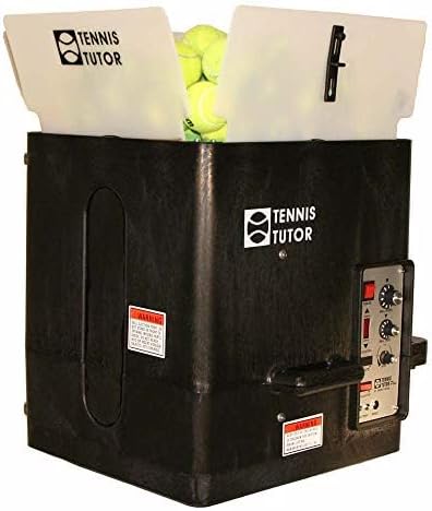 Tennis Tutor Plus Ball Machine. TOPSPIN/Underspin. 85 MPH. 150 Ball Capacity. Made in USA by #1 Tennis Machine Company.