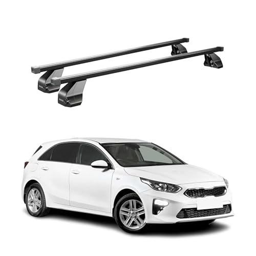 Barres de toit - Compatible avec Kia Ceed 2018-2022 - Porte-vélos, Porte Vélo Voiture - Coffre de toit - Pièces de toit - Acier de qualité supérieure - Noir - 2 TLG 75 kg