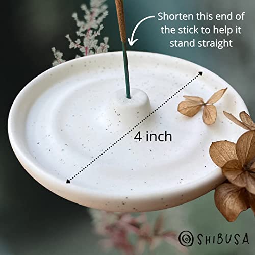 Shibusa Ceramic Incense Holder - Modern Minimalist Circular Incense Burner - Wide Ash Catcher - Incense Sticks Not Included White 1 #TOP2
