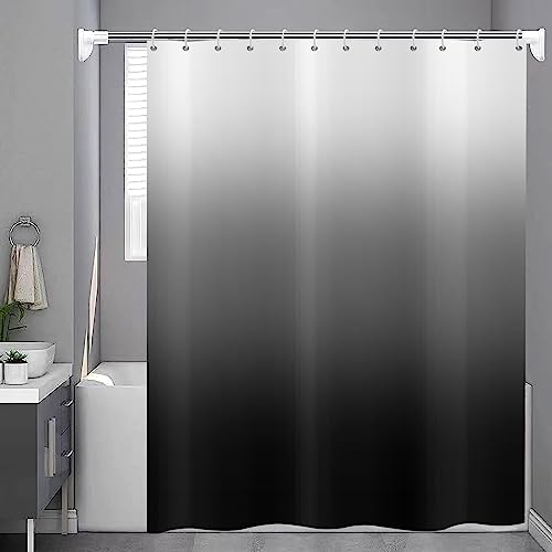 Rideau de douche noir 180x200 cm imperméable en tissu polyester pour baignoire