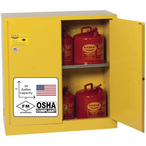 Eagle American Made 30 Gallon F lammable Liquid Storage Cabinet, Self-Close Fireproof Cabinet for Schools, Garages, Manufacturing Facilities, 43" x 18" x 44", 3010X