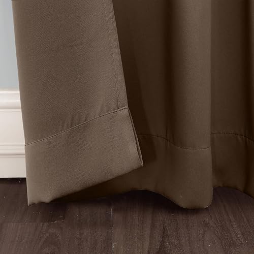 Image of THE LINEN COMPANY Extra Long Back Loop Curtains | Hall Door Curtains | Thermal Insulated Blackout Drapes Set of 2 - Dark Brown, 10 Feet