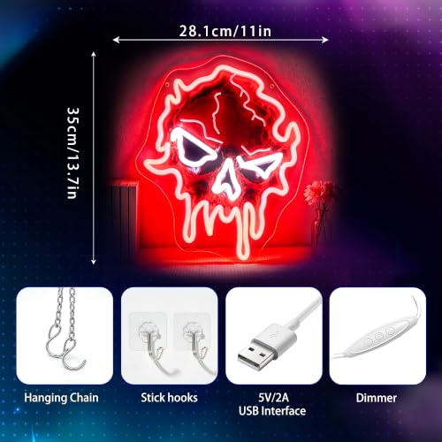 Image of Neon Sign, Skull Neon Signs for Wall Decor LED Signs Neon Light