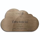 OCAP-FUNERAIRE.COM Placa grabada funeraria, diseño de Angelot y Trompeta autoadhesiva, modelo Nube (20 x 12 cm) personalizado 1 a 3 líneas Bronce