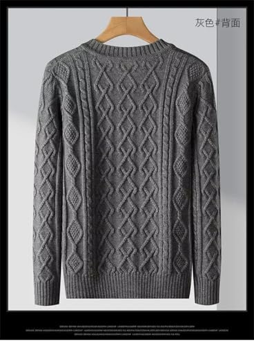 Men V Neck Jacquard Long Sleeve Casual Loose Pullover Thickened Slim Fit V Neck Sweater3