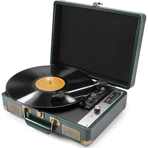 Giradischi Valigia Vintage, Giradischi in Vinile Bluetooth con 5 modalità di Riproduzione, Doppi Altoparlanti HiFi integrati nella Scheda, Giradischi LP a 3 velocità, fonografo Vintage Bluetooth