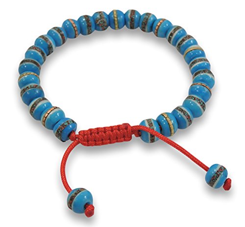 Hands Of Tibet Tibetan Prayer Mala Embedded Medicine Bracelet Yoga Healing Beads Adjustable Wrist Mala for Meditation Many Color Choices (Sky Blue)3