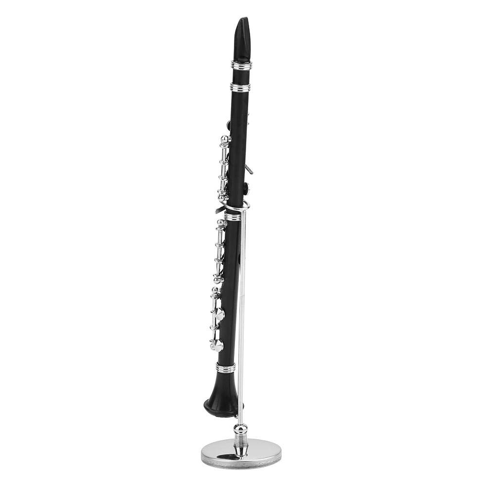 Mini Instrumento Musical de Clarinete en Miniatura Negro con decoración de Soporte y Estuche
