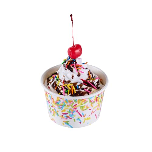 Image of Coppetta 8 Ounce Dessert Cups, 200 Greaseproof Ice Cream Cups - Lids Sold Separately, For Hot And Cold Foods, White Paper Yogurt Bowls, Party Sprinkle Design, Disposable, Sturdy - Restaurantware