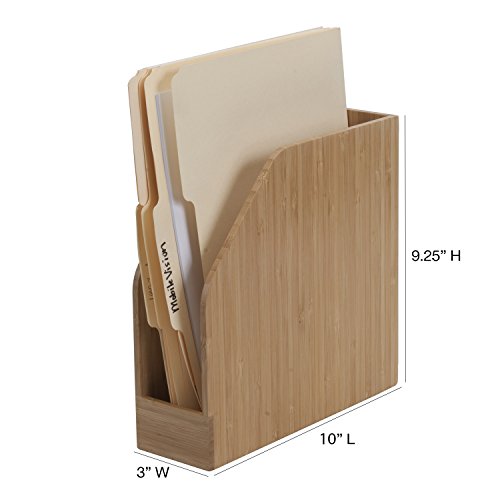 Bamboo Vertical File Folder Holder & Office Product Organizer, Store Files, Magazines, Notepads, Books And More, 2 Pack Combo Set #TOP3