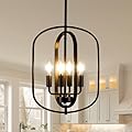 Black Chandelier Light, Modern Farmhouse Chandeliers for Dining Room Light Fixture Entryway Industrial Rustic Geometric Hanging Foyer Lighting Fixtures Kitchen Chandelier for Entryway Bedroom Hallway