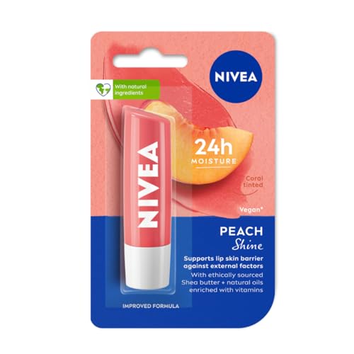 Image of NIVEA Lip Balm, Fruity Peach Shine,4.8 g (Pack of 1)