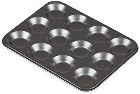 Everyday Baking KB1038 Non-Stick Premium Coated 12 Cup Bunsheet Tray - 31.5cmx24cmx1.2cm , Black