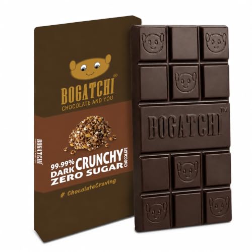 Image of BOGATCHI 99% Dark Chocolate Crunchy, 60g | Premium High Cocoa Chocolate Bar | Real Cocoa Goodness | Rich Intense Dark Chocolate Taste | Crunchy Texture | Vegetarian