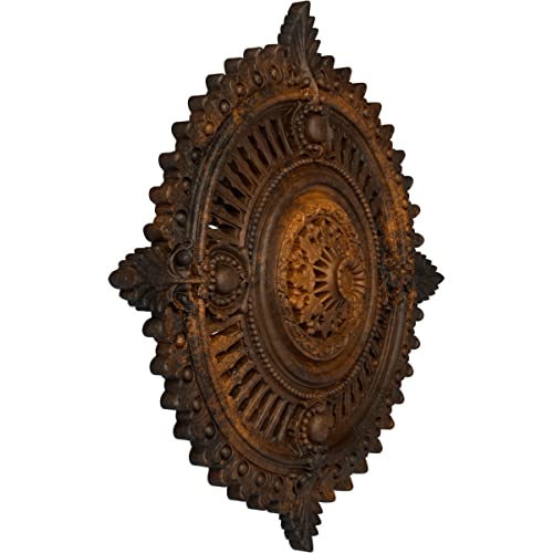 Image of Ekena Millwork CM29HYRUS 29 1 /8 inchOD X 1 1 /4 inchID X 4 inchP Haylynn Ceiling Medallion Fits Canopies Up To 1 1 /4 inch, Rust
