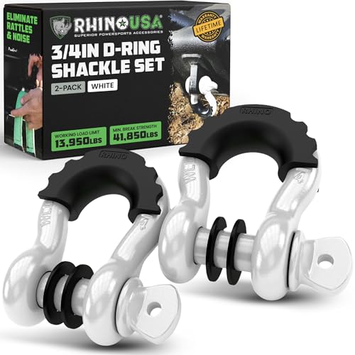 image for Rhino USA D Ring Shackles (2-Pack) - 41,850lb Break Strength – Heavy