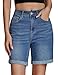 Vetinee Knielange Hosen Damen Damen Bermuda Shorts Mittelblau Größe L Passt für EU 42-44
