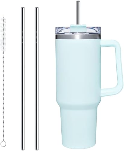 Stainless Steel Replacement Straws with Cleaning Brush, 30cm, 2pcs