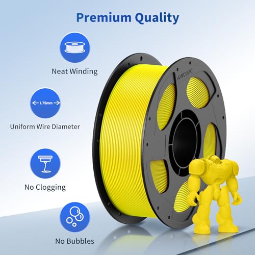 Image of ANYCUBIC PLA 3D Printer Filament, 3D Printing PLA Filament 1.75mm Dimensional Accuracy + /- 0.02mm, 1KG Reusable Spool (2.2 lbs), Yellow
