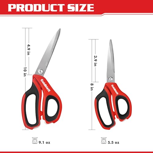 Goldblatt 2PCS Heavy Duty Scissors, Multipurpose Shop Scissors with Stainless Steel Blade and Comfortable Handle, Easy Cutting Cardboard, Wires, Leather, Fabric by Goldblatt - Image 2