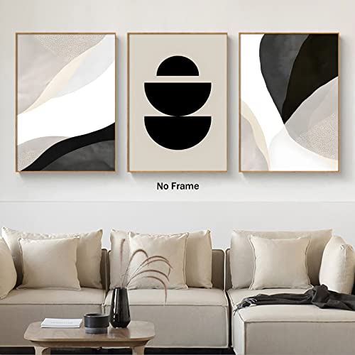 Chuanglanja Black White Beige Wall Art Abstract Geometric Poster Prints Neutral Painting For Home Decor Minimalist Boho Mid Century Modern Pictures 16X24Inch No Frame #TOP1