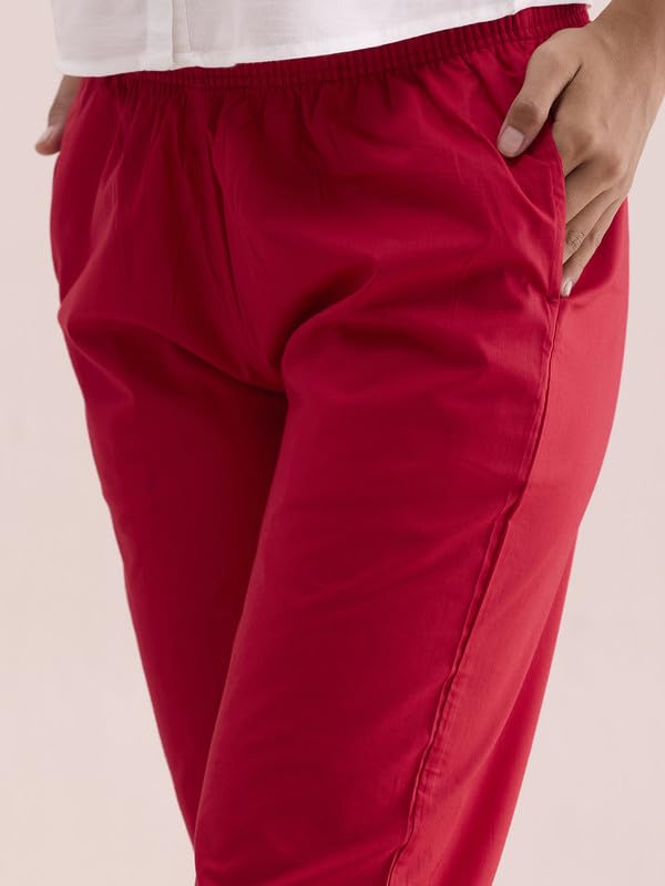Image of GO COLORS Soft Cotton Pant Full Length for Women| Breathable, Mid Rise