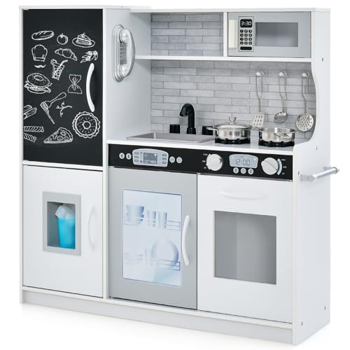 Maxmass Kids Play Kitchen, Wooden Children Pretend Kitchen w