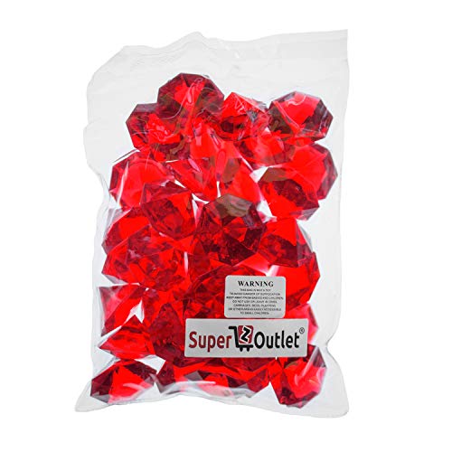 Super Z Outlet Acrylic Colorful Round Decorations for Table Scatter, Vase Fillers, Event, Wedding, Arts & Crafts, Birthday Party Favor (36 Pieces) (Red)