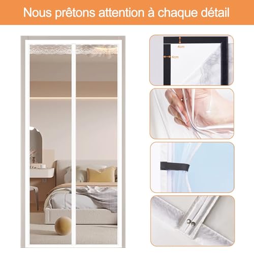 Isolation Porte Magnétique Rideau Pratique Facile à Installer - 4
