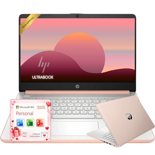 HP Rose Gold Ultrabook Laptop with Microsoft Office...