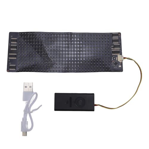 Image of Flexible LED Display 12x32 HD Full Color Portable App Controlled Screen for Bag Hat Glasses Rollable 158.5x58mm Customizable