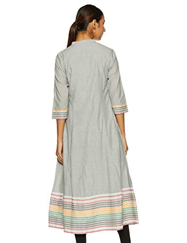 Image of BIBA Women Cotton Front Open Fusion Dress
