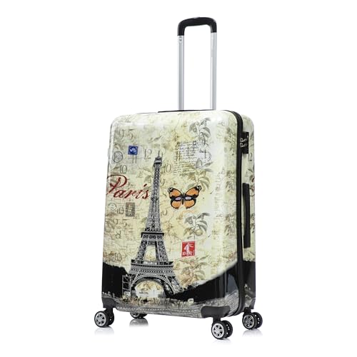 Image of InUSA Paris Print 28-Inch Large Hardside Spinner Luggage Lightweight Travel