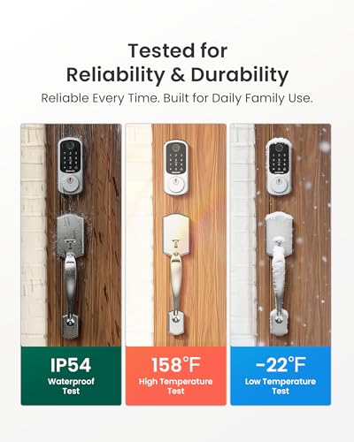 Image of DESLOC B200 Fingerprint Front Door Lock Set with Durable Handleset, Keyless Entry Deadbolt, Electronic Keypad, App Control, Easy Installation, Designed for a Modern and Stylish DESLOC Home, Silver