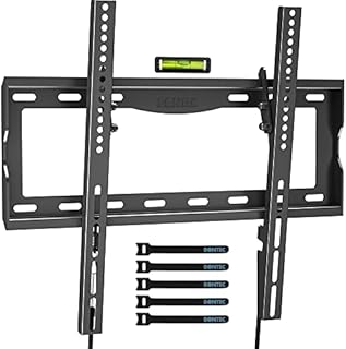 BONTEC TV Wall Mount Bracket for Most 26-65 inch LCD/ LED/ OLED Flat Curved TVs, Tilt Slim TV Wall Bracket up to 55kg, Max VESA 400 x 400mm, Bubble Level and Cable Ties included