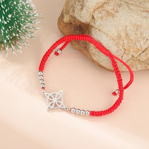 EUEAVAN Witch Knot Bracelet Irish Trinity Celtic Knot Bracelet Handmade Braided Rope Lucky Red String Bracelet Adjustable Beaded Couple Triquetra Wiccan Amulet Jewelry3