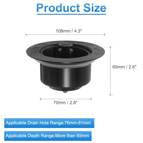 Colador para desagüe de fregadero de cocina ABS negro miniatura 2