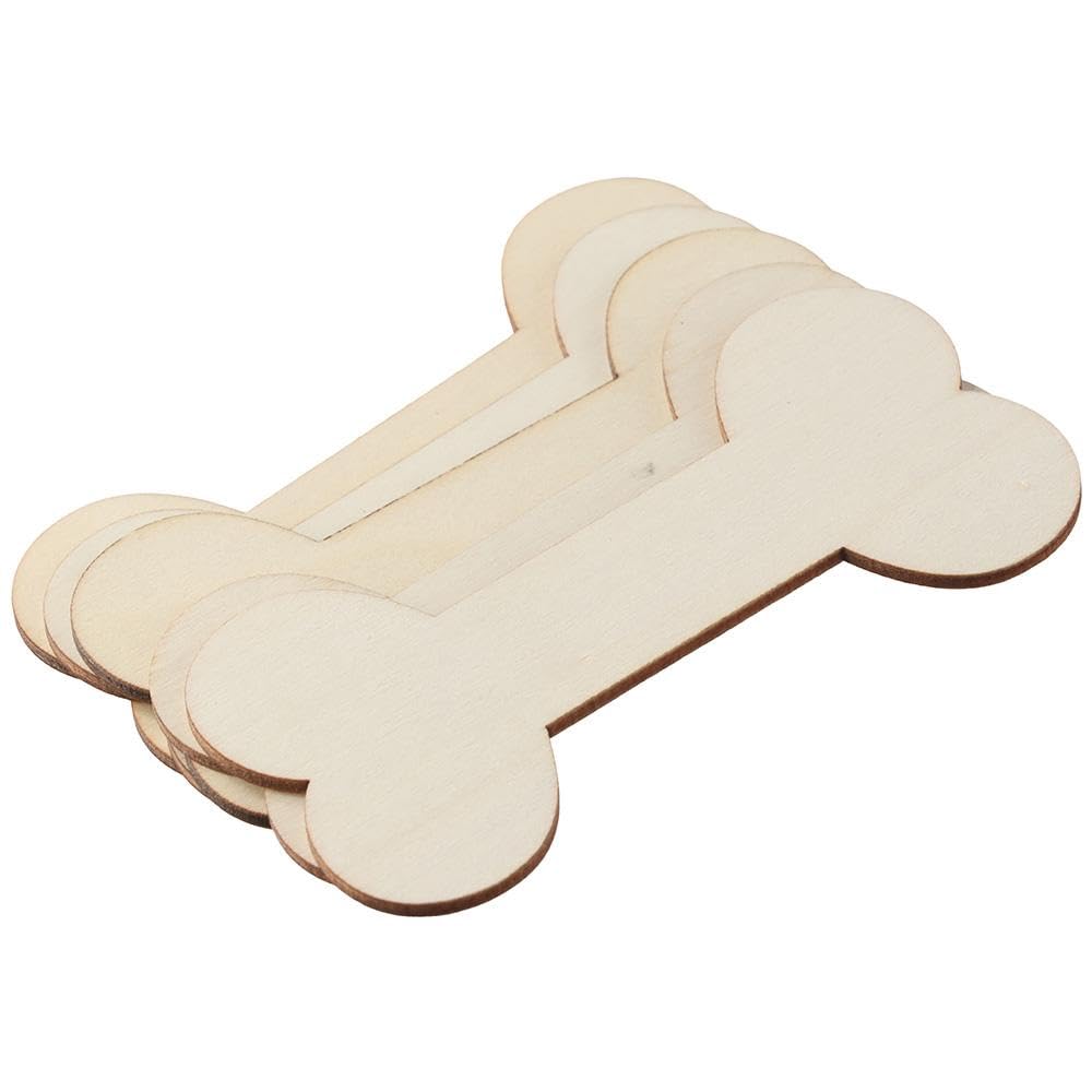 YYlingx 50Pcs Blank Dog Bone Shape Wood Chips, Wooden DIY Log Color Home Decoration Art, Unfinished Wooden Crafts - Image 2