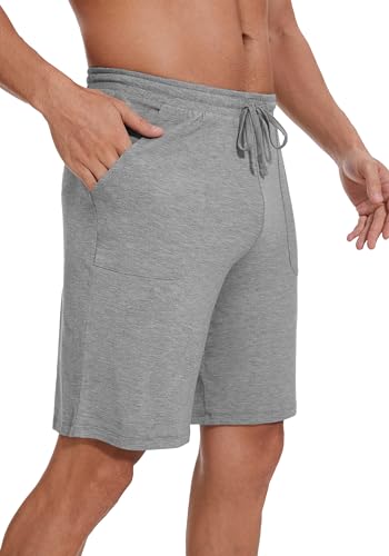 WiWi Viscose from Bamboo Pajamas Shorts for Men Soft Knit Pajama Sleep Bottoms Summer Pj Short Pants S-XXL, Heather Grey, X-Large2