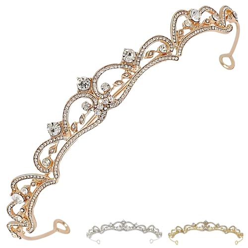 fogman ティアラ クラウン 結婚式 ブライダル かわいい 花嫁 ウェディング プリンセス (ローズゴールド)